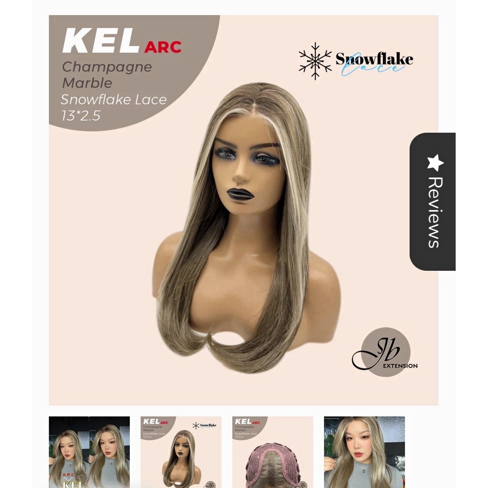 JB Extension "KEL" Champagne Marble Straight 22 in Snowflake Lace Front